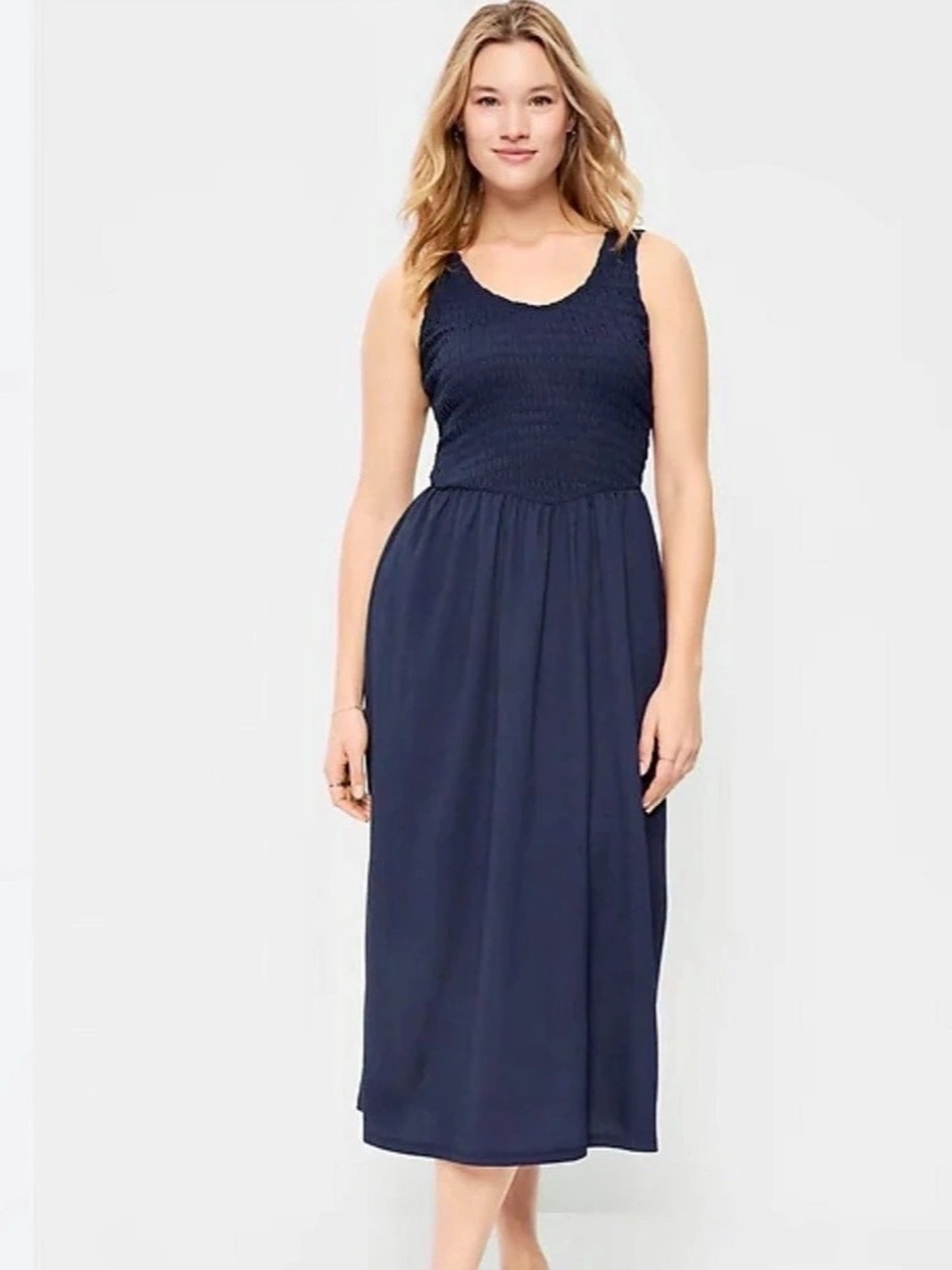 Old Navy Smocked Midi Dress in Blue Size XXL NWT